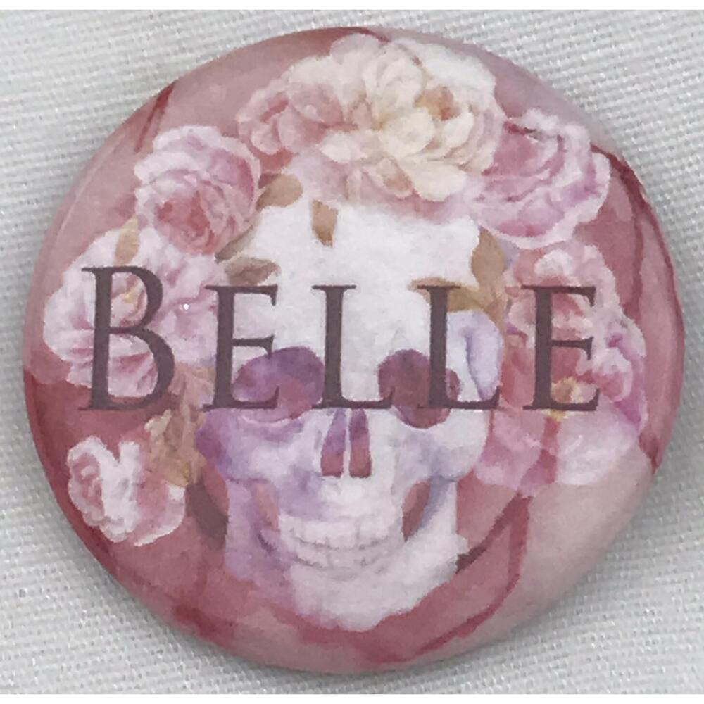 THEBELLESANDBRUJASTOURCO Pin Button Pink Purple Floral Skull Belle Gothic Boho